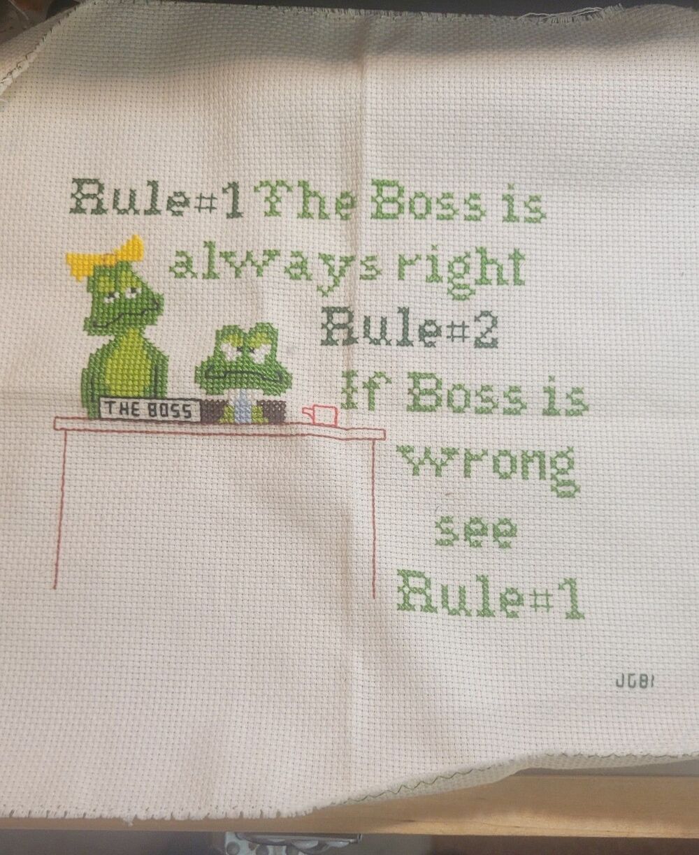 Completed Cross Stitch The Boss Is Always Right